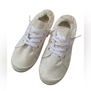Women’s Cream Neutral Fabric Shoes 8